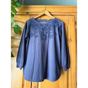 J Jill Pure Jill Top  Embroidered Tunic Cotton Blouse SZ SP